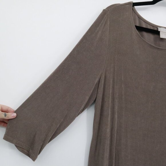 Chico's Travelers Tunic Top Womens 12/14 Brown Boho Modest Classic Earthy Casual - Picture 5 of 16